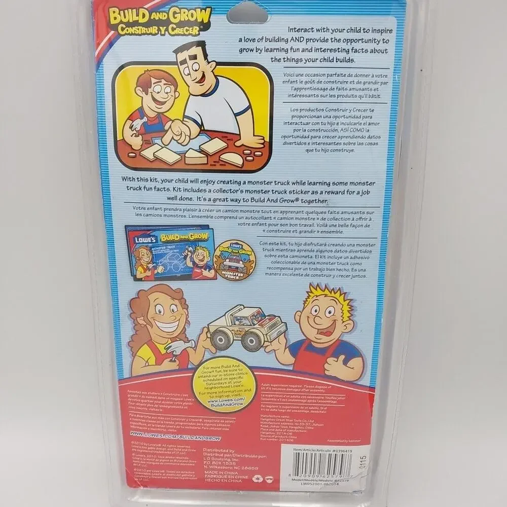 Lowe's Build and Grow Kids Wood Monster Truck Project Kit Customize (BRAND NEW)‎